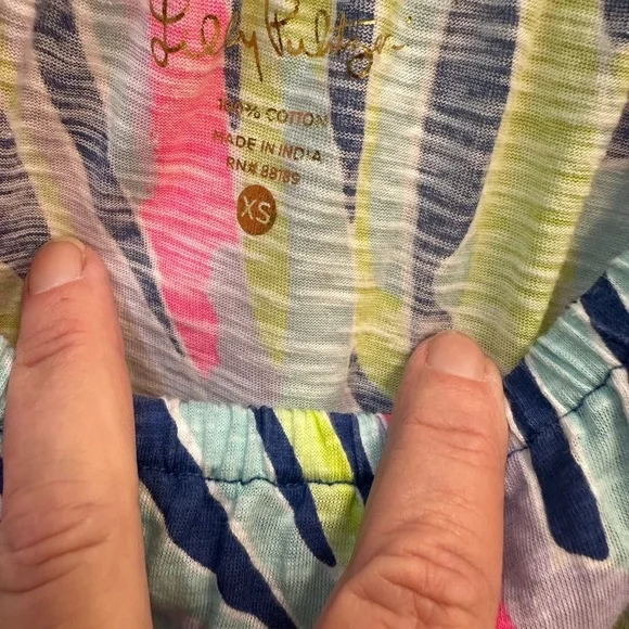 Lilly Pulitzer Blue and Pink Off-the-Shoulder Blouse - Picture 7 of 7